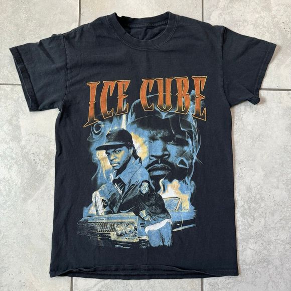 Ice Cube Rapper Hip Hop Shirt Black Size S Cotton Graphic Tee - Picture 1 of 3